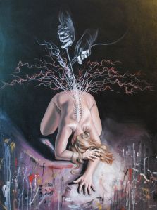 "Nervous Tendencies (Effects of Doubt)" Acrylic on canvas, 36x48"